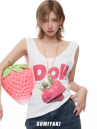 strawberry ribbon necklace