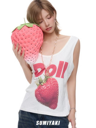 strawberry ribbon necklace