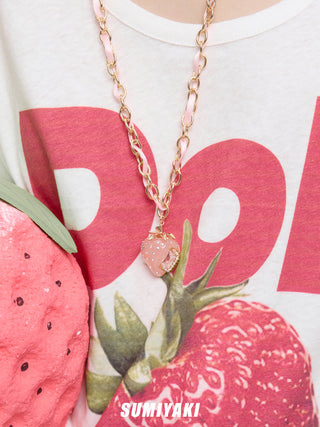 strawberry ribbon necklace