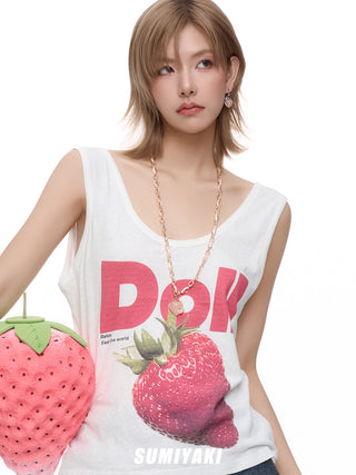 strawberry ribbon necklace