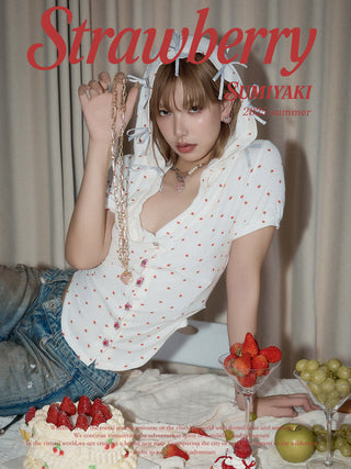 strawberry ribbon necklace