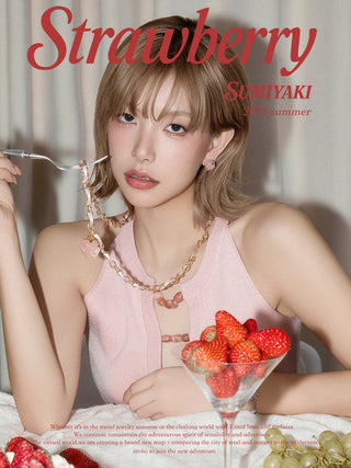 strawberry ribbon necklace