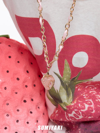 strawberry ribbon necklace