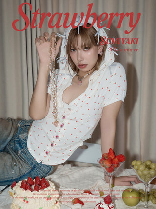 strawberry ribbon necklace