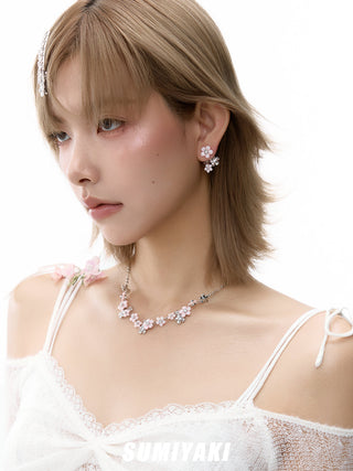 pink blossom earrings