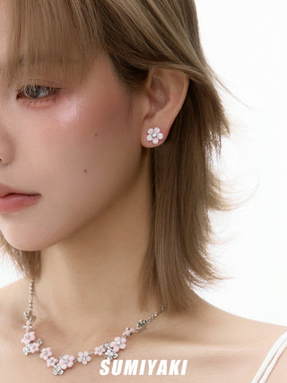 pink blossom earrings