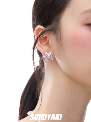 bow silver earrings