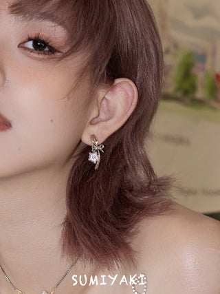 bow pearl earrings