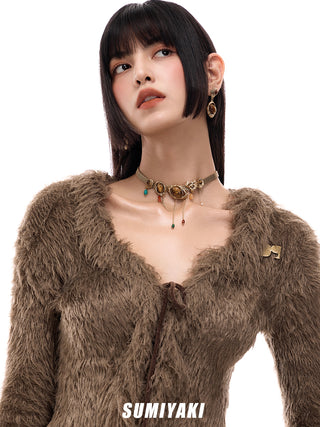 tigereye long earrings