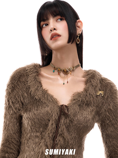 tigereye long earrings