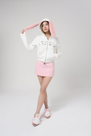 [EatmePlz] Bow-knot Solid Color Ultra-Short Hip Skirt