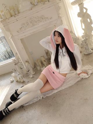 [EatmePlz] Bow-knot Solid Color Ultra-Short Hip Skirt