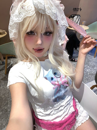 [EatmePlz] Puff White Lace Shorts