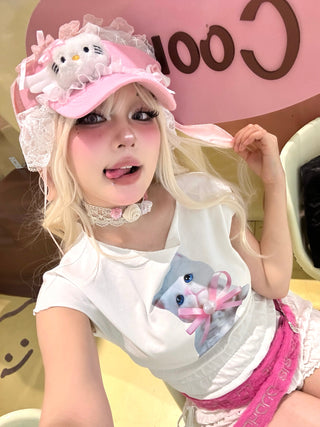 [EatmePlz] Puff White Lace Shorts