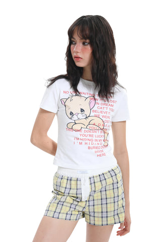 [EatmePlz] Milk Yellow Cat Cartoon Graphic tee