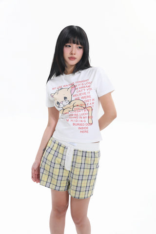 [EatmePlz] Milk Yellow Cat Cartoon Graphic tee