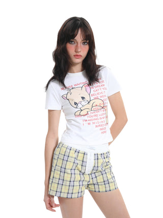 [EatmePlz] Milk Yellow Cat Cartoon Graphic tee