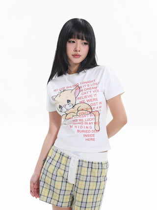 [EatmePlz] Milk Yellow Cat Cartoon Graphic tee