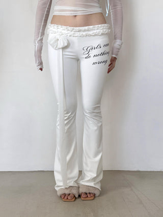 [EatmePlz]  Slim Ballet Style Letter Print Flared Pants