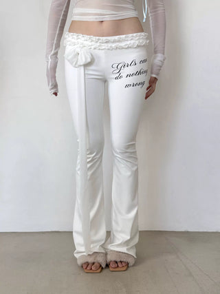 [EatmePlz]  Slim Ballet Style Letter Print Flared Pants