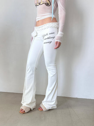 [EatmePlz]  Slim Ballet Style Letter Print Flared Pants