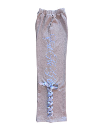 [EatmePlz] Contrast Ribbon Casual Wide-leg Sweatpants Set