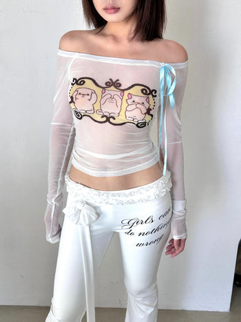 [EatmePlz] Three Kittens Mesh Top