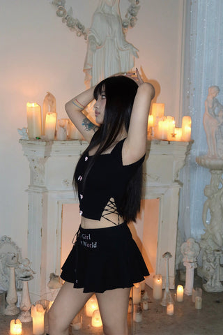 [EatmePlz] Printed graphic Low waist skirt