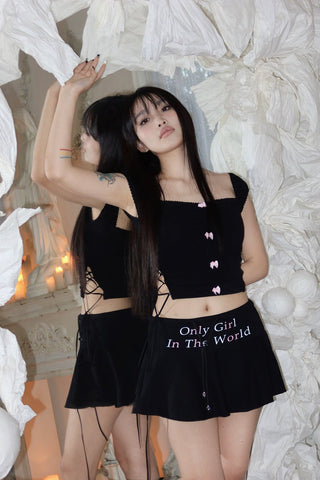 [EatmePlz] Printed graphic Low waist skirt