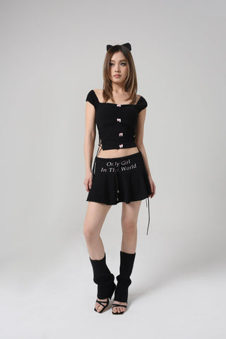 [EatmePlz] Printed graphic Low waist skirt