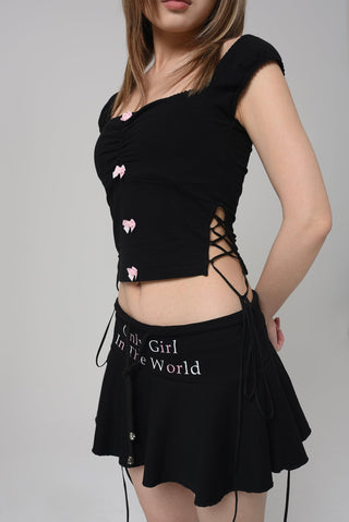 [EatmePlz] Printed graphic Low waist skirt