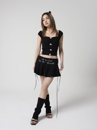 [EatmePlz] Printed graphic Low waist skirt