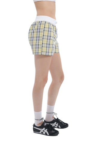 [EatmePlz] Retro Y2K light yellow plaid shorts