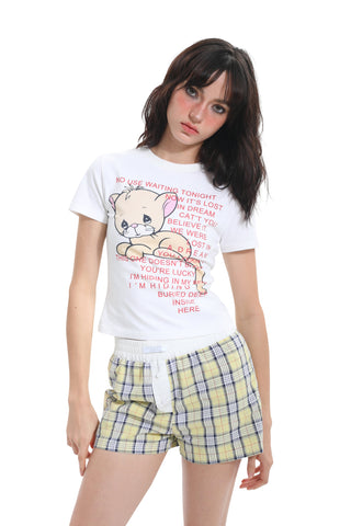 [EatmePlz] Retro Y2K light yellow plaid shorts