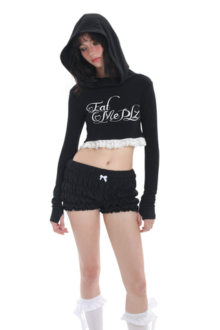 [EatmePlz] Lace stitching knitted hoodie