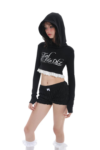 [EatmePlz] Lace stitching knitted hoodie