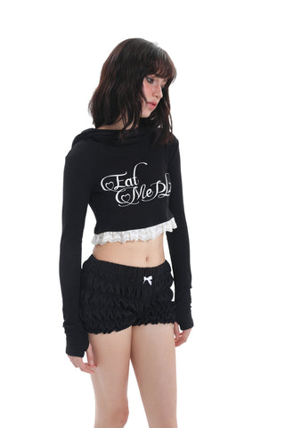 [EatmePlz] Lace stitching knitted hoodie
