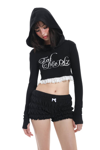 [EatmePlz] Lace stitching knitted hoodie