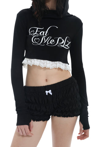 [EatmePlz] Lace stitching knitted hoodie