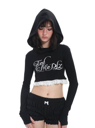 [EatmePlz] Lace stitching knitted hoodie