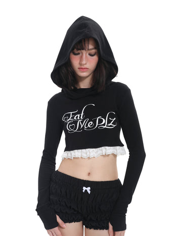 [EatmePlz] Lace stitching knitted hoodie