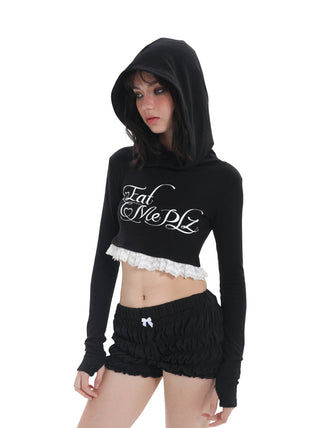 [EatmePlz] Lace stitching knitted hoodie
