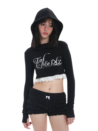[EatmePlz] Lace stitching knitted hoodie