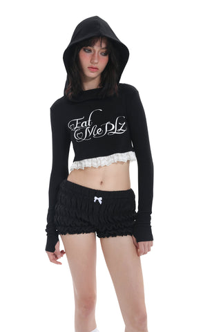 [EatmePlz] Lace stitching knitted hoodie