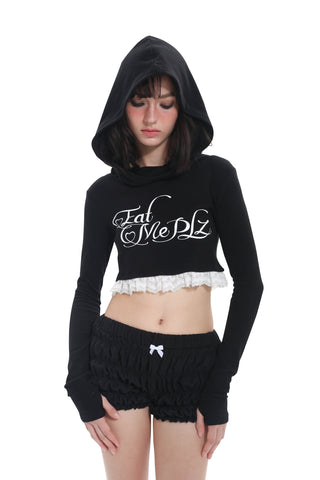 [EatmePlz] Lace stitching knitted hoodie