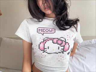 [EATMEPLZ] pixel kitty tee