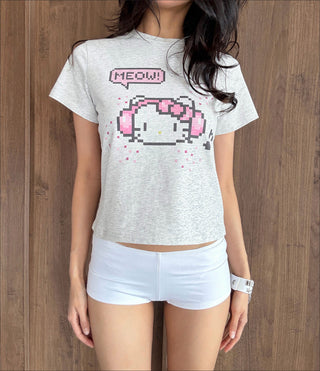 [EATMEPLZ] pixel kitty tee