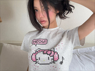 [EATMEPLZ] pixel kitty tee