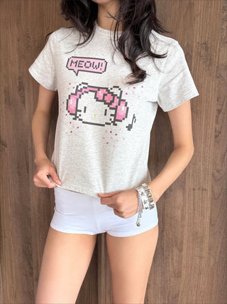 [EATMEPLZ] pixel kitty tee