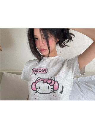[EATMEPLZ] pixel kitty tee